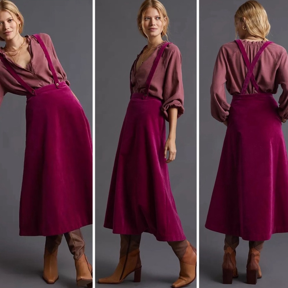 Anthropologie Pinafore Corduroy Skirt Jumpsuit Sz 8